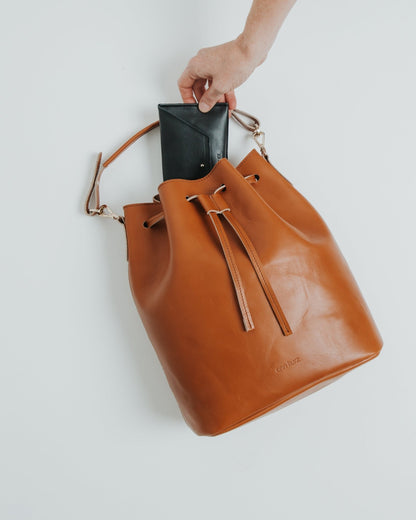 Convertible Saku Bucket Bag - Nappa Brown - ann kurz