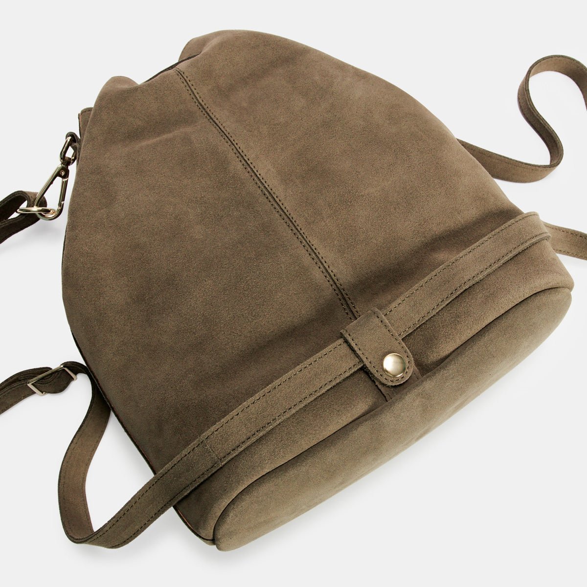 Convertible Saku Bucket Bag - Suede Olive - ann kurz