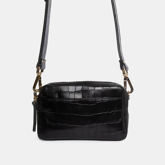 Double - zip Camera Bag - Croco Black - ann kurz