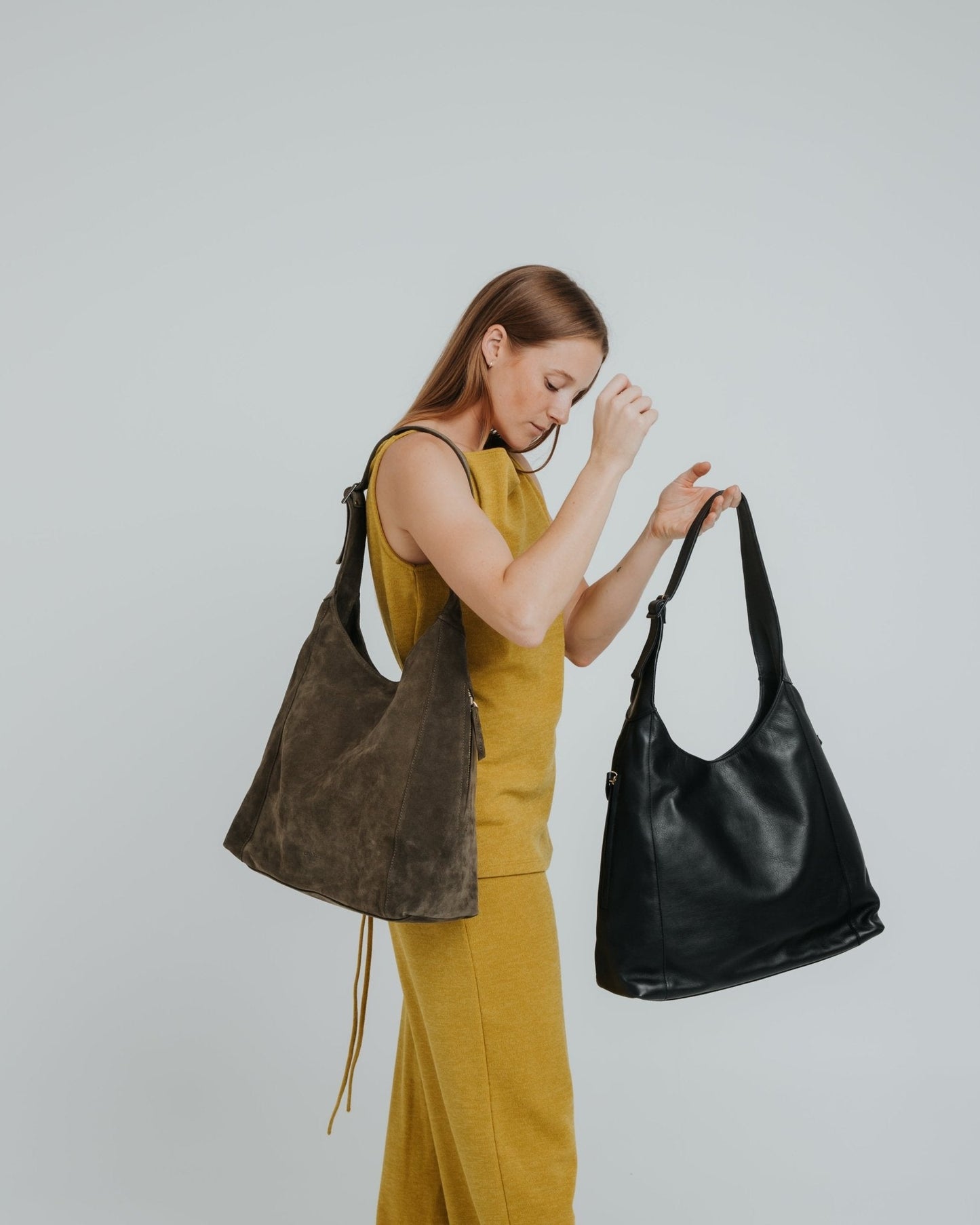 Double Zip Hobo Bag - Suede Caramelo - ann kurz