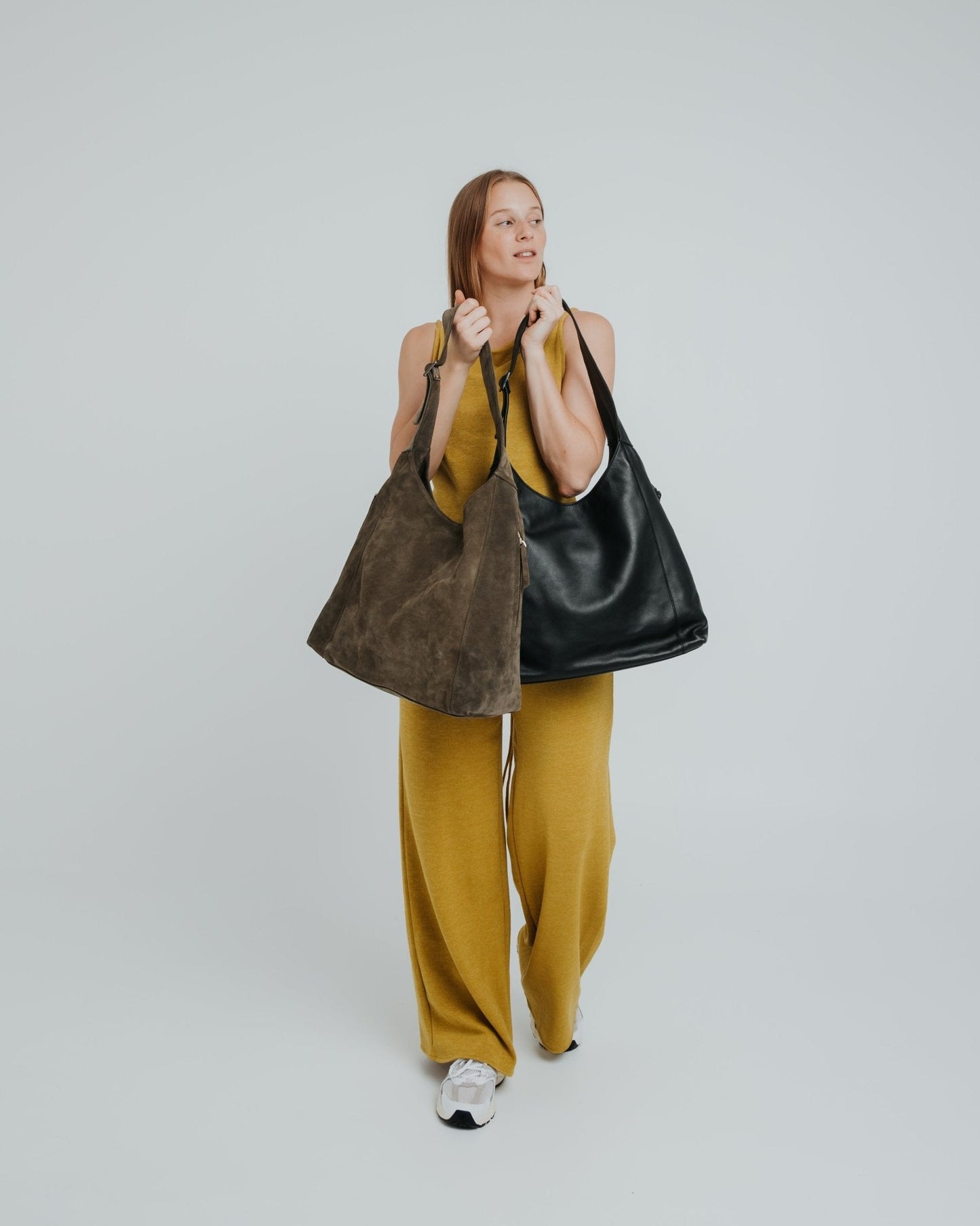 Double Zip Hobo Bag - Suede Caramelo - ann kurz