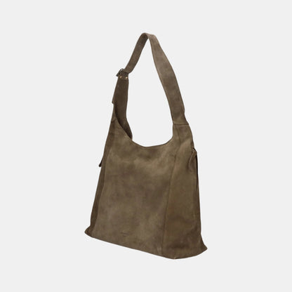 Double Zip Hobo Bag - Suede Khaki - ann kurz