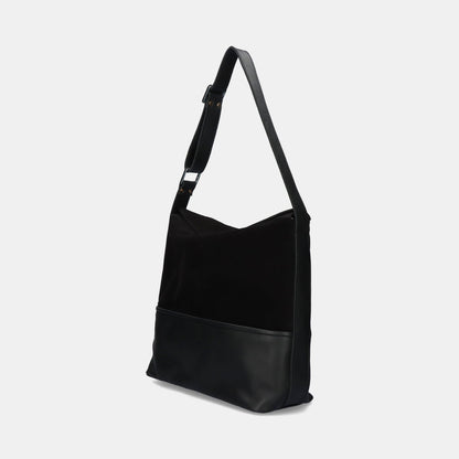 Elegant Shopper Bag - Nappa Mix Suede Black + Nappa Black - ann kurz