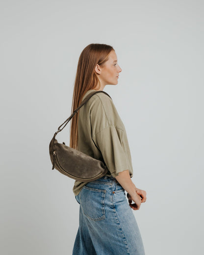 Fanny Pack Large - Suede Khaki - ann kurz