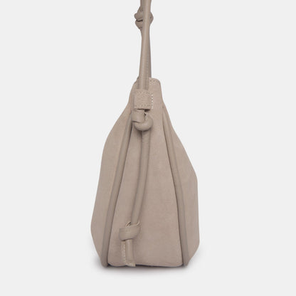 Half Moon Shoulder Bag with Knots - Suede Caramelo - ann kurz