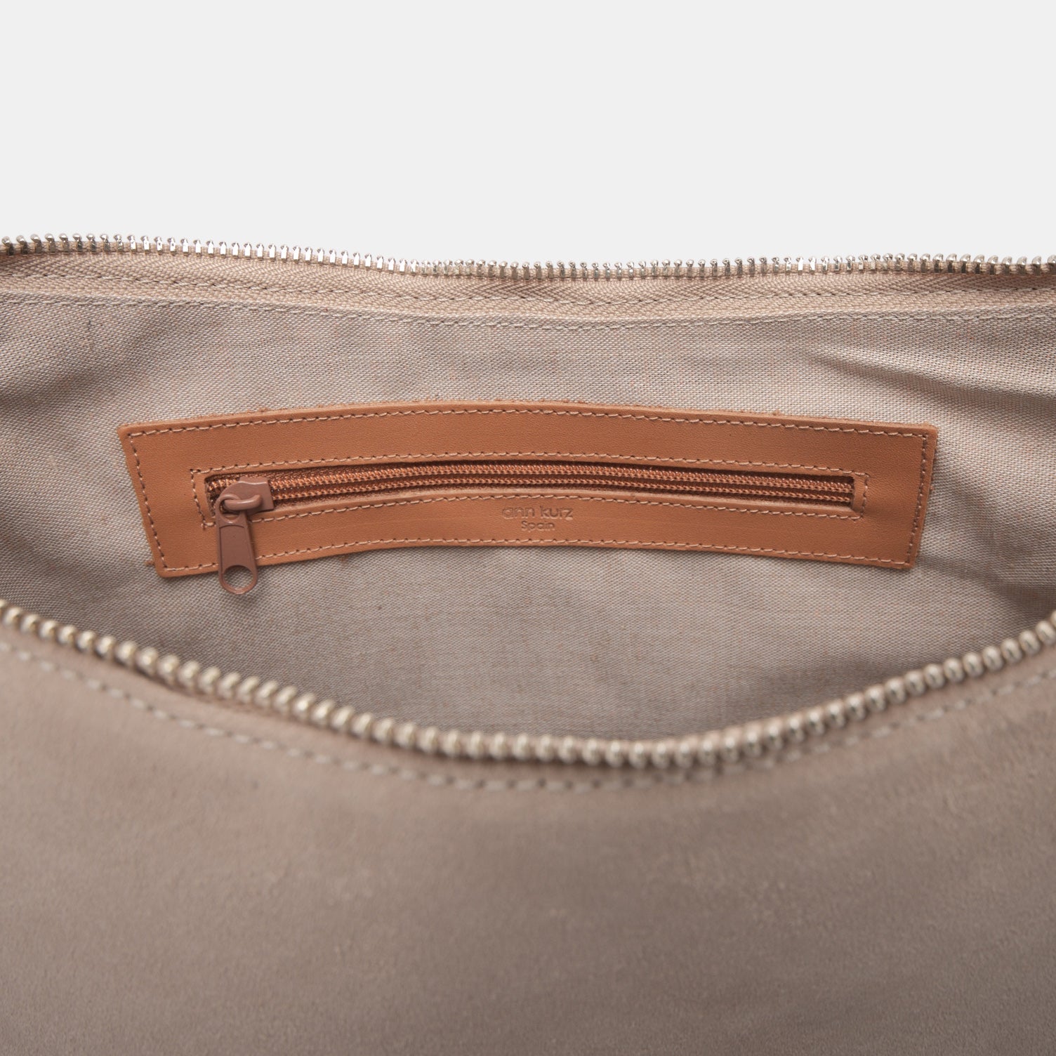 Half Moon Shoulder Bag with Knots - Suede Caramelo - ann kurz