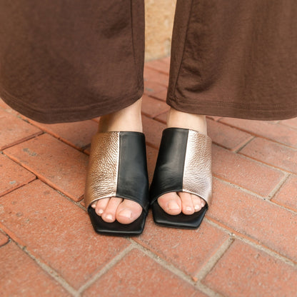 Heel Duo - Metallic Rosé & Nappa Black - 38 - ann kurz