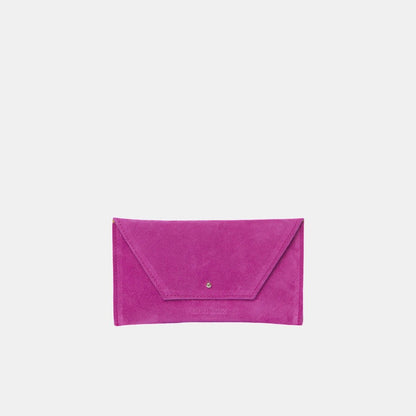 Mini Envelope Shape Wallet - Suede Fuchsia - ann kurz