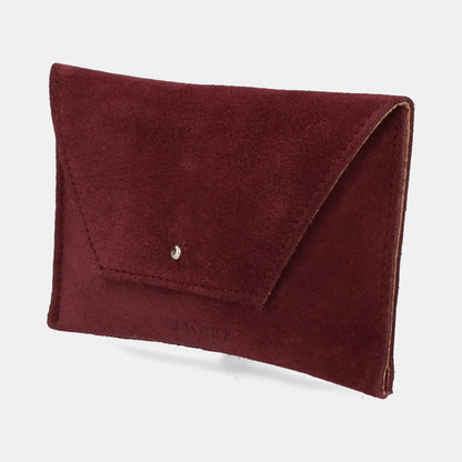 Mini Envelope Shape Wallet - Suede Maroon - ann kurz