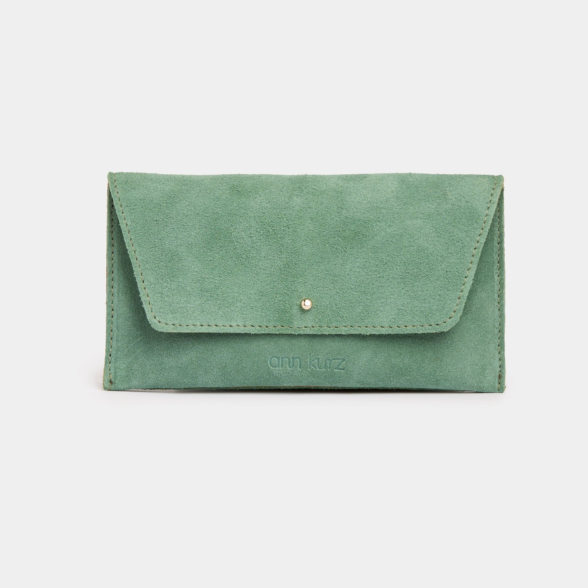 Mini Envelope Shape Wallet - Suede Menta - ann kurz