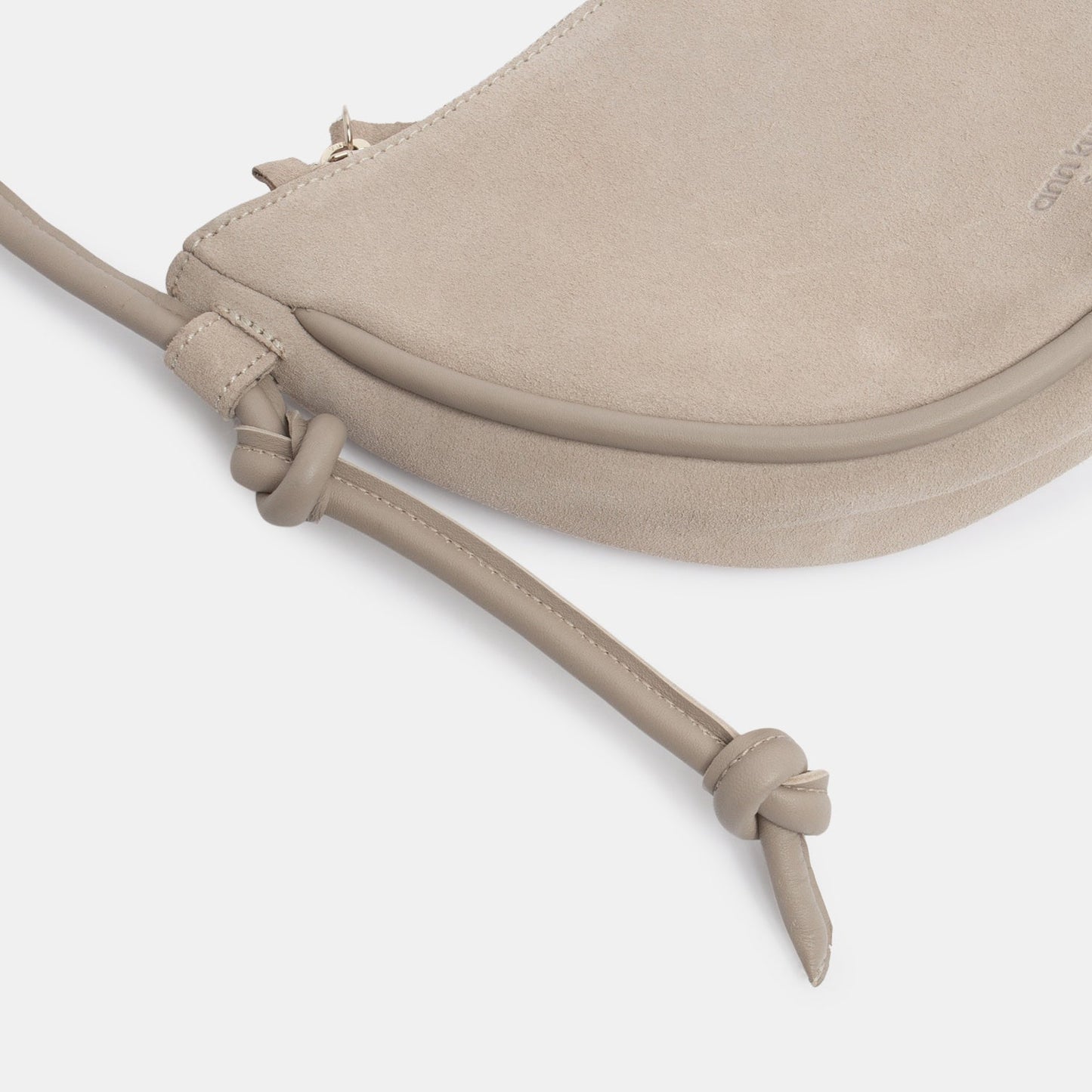 Mini Half Moon Shoulder Bag with Knots - Suede Caramelo - ann kurz