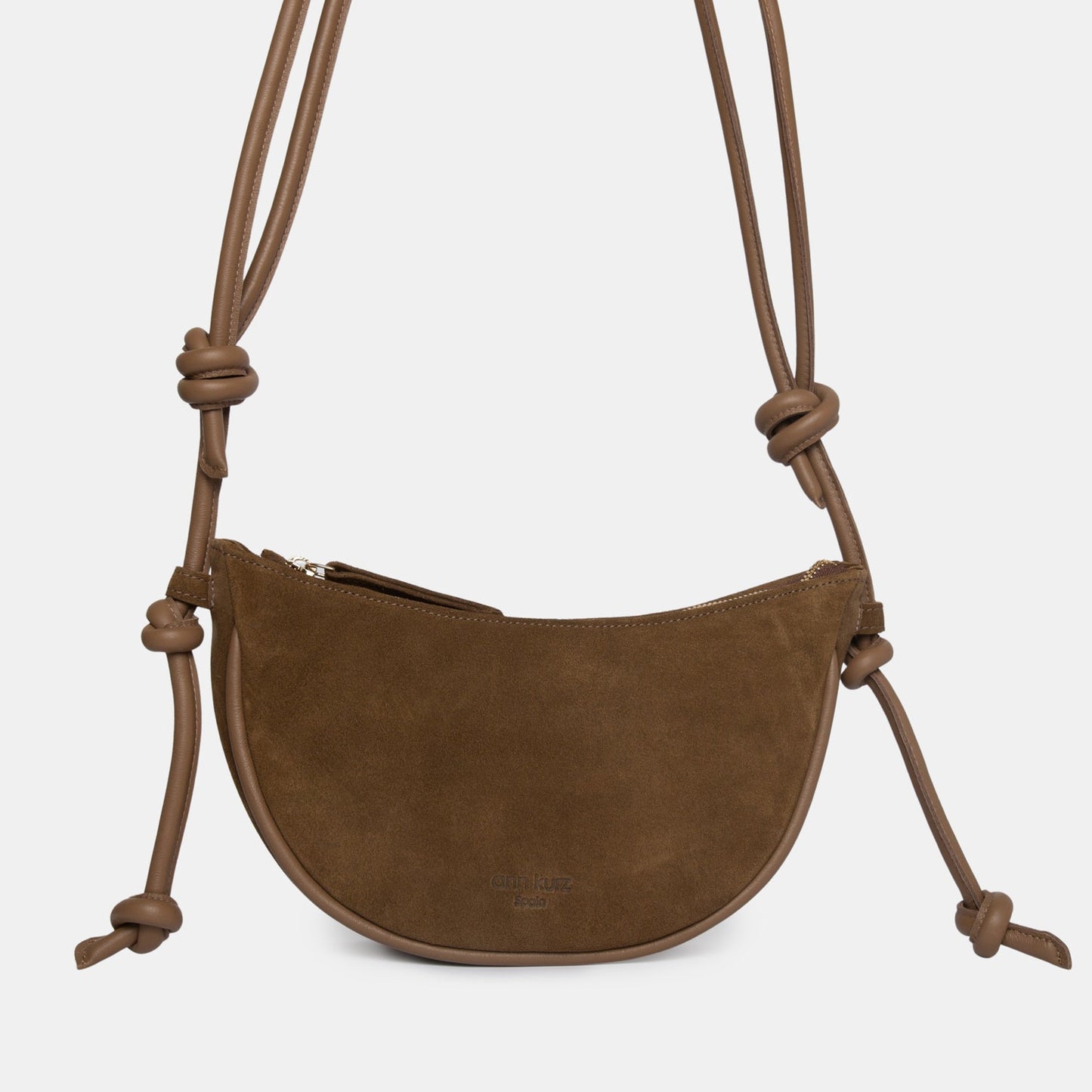 Mini Half Moon Shoulder Bag with Knots - Suede Corda - ann kurz