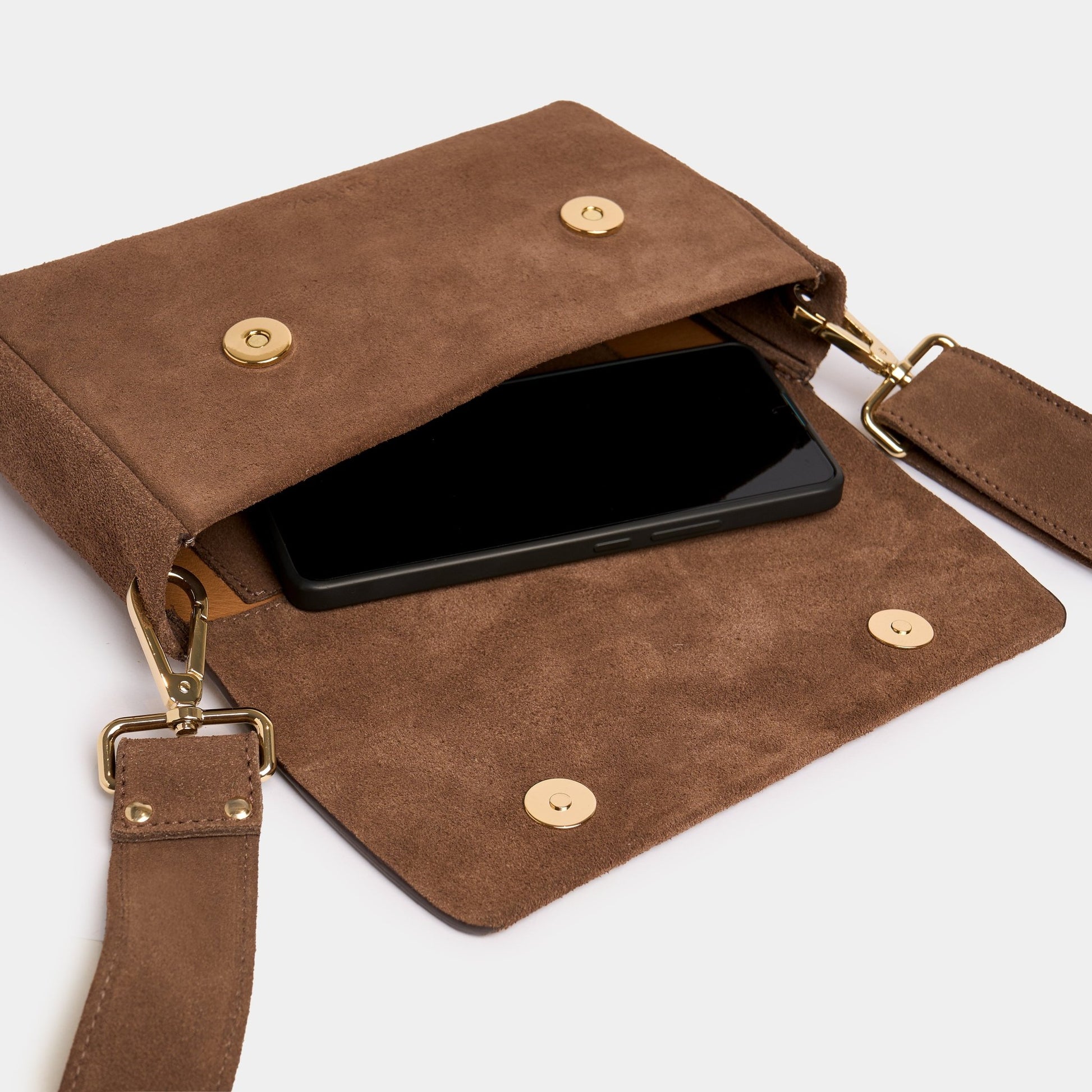 Pack Large Shape Shoulder Bag - Suede Fango - ann kurz