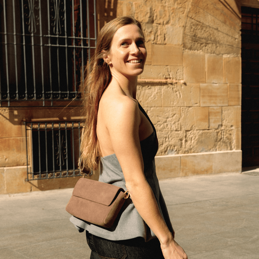 Pack Large Shape Shoulder Bag - Suede Fango - ann kurz