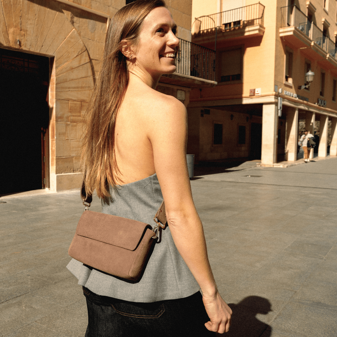 Pack Large Shape Shoulder Bag - Suede Fango - ann kurz