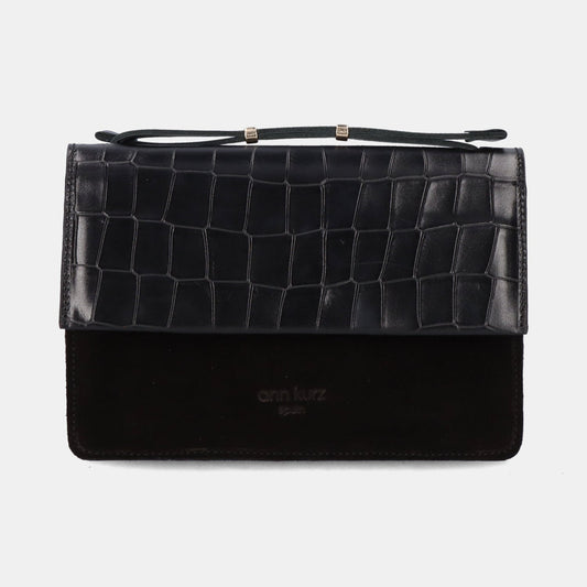 Phone Bag Medium - Croco Print Black - ann kurz