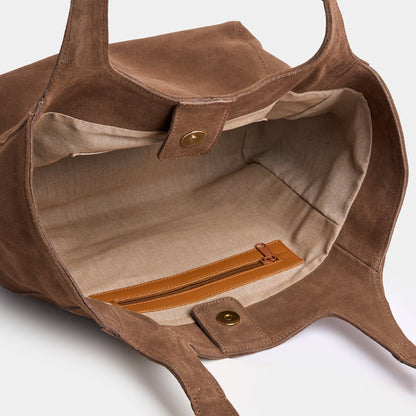 Shoulder Shopper - Suede Fango - ann kurz