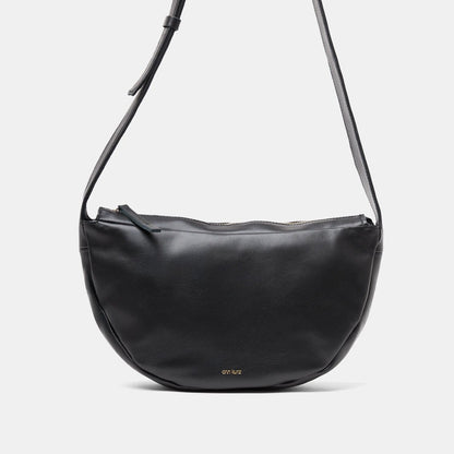 Soft Half Moon Shoulder Bag - Nappa Black - ann kurz