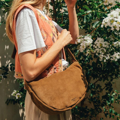 Soft Half Moon Shoulder Bag - Suede Corda - ann kurz