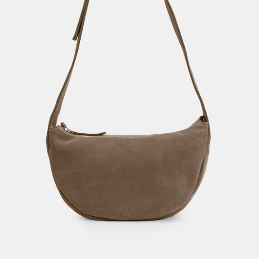 Soft Half Moon Shoulder Bag - Suede Olive - ann kurz