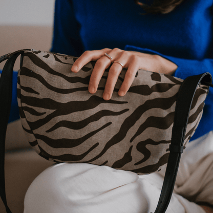 Soft Half Moon Shoulder Bag - Zebra - ann kurz