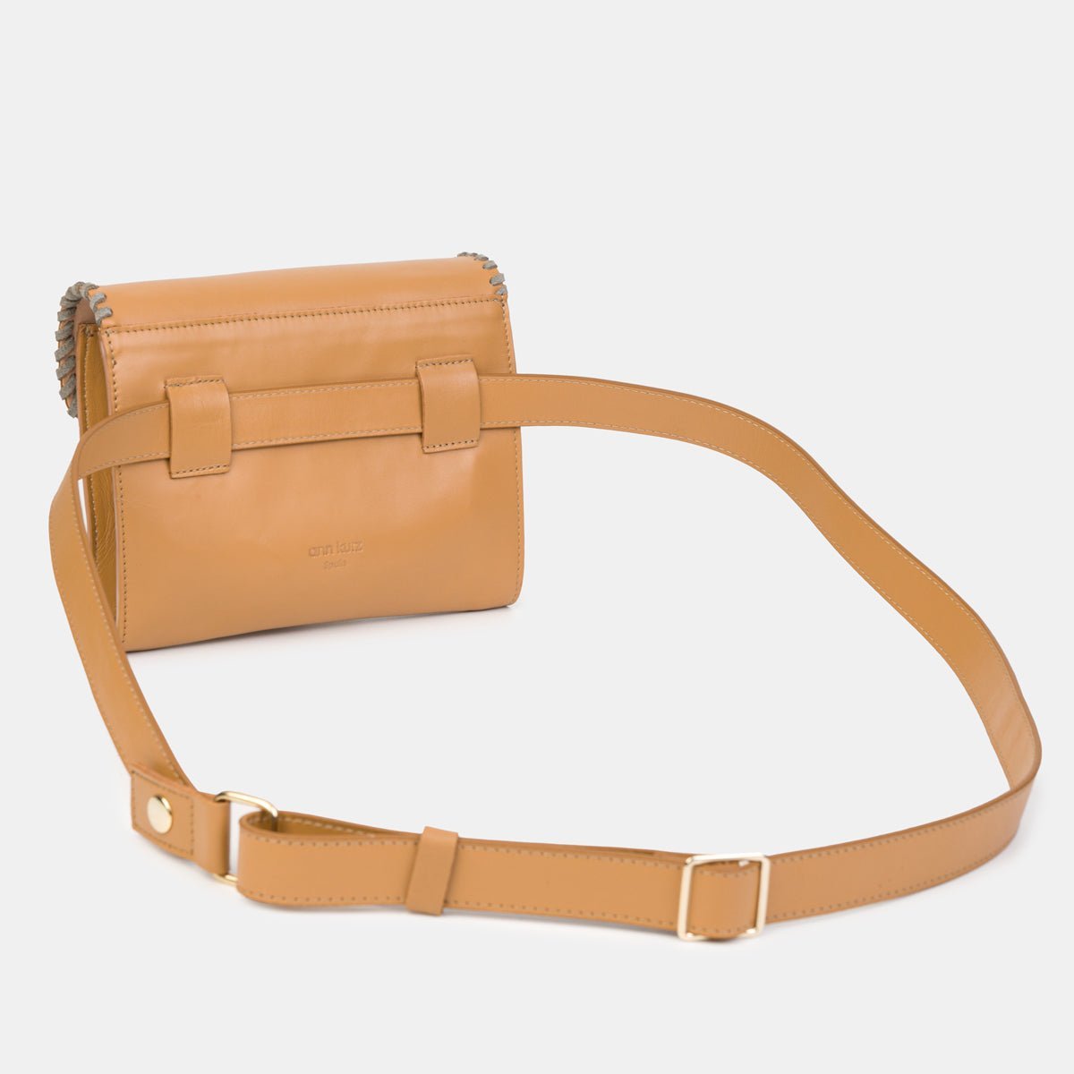 Square Shape Shoulder Bag / Fanny Pack - Nappa Black - ann kurz