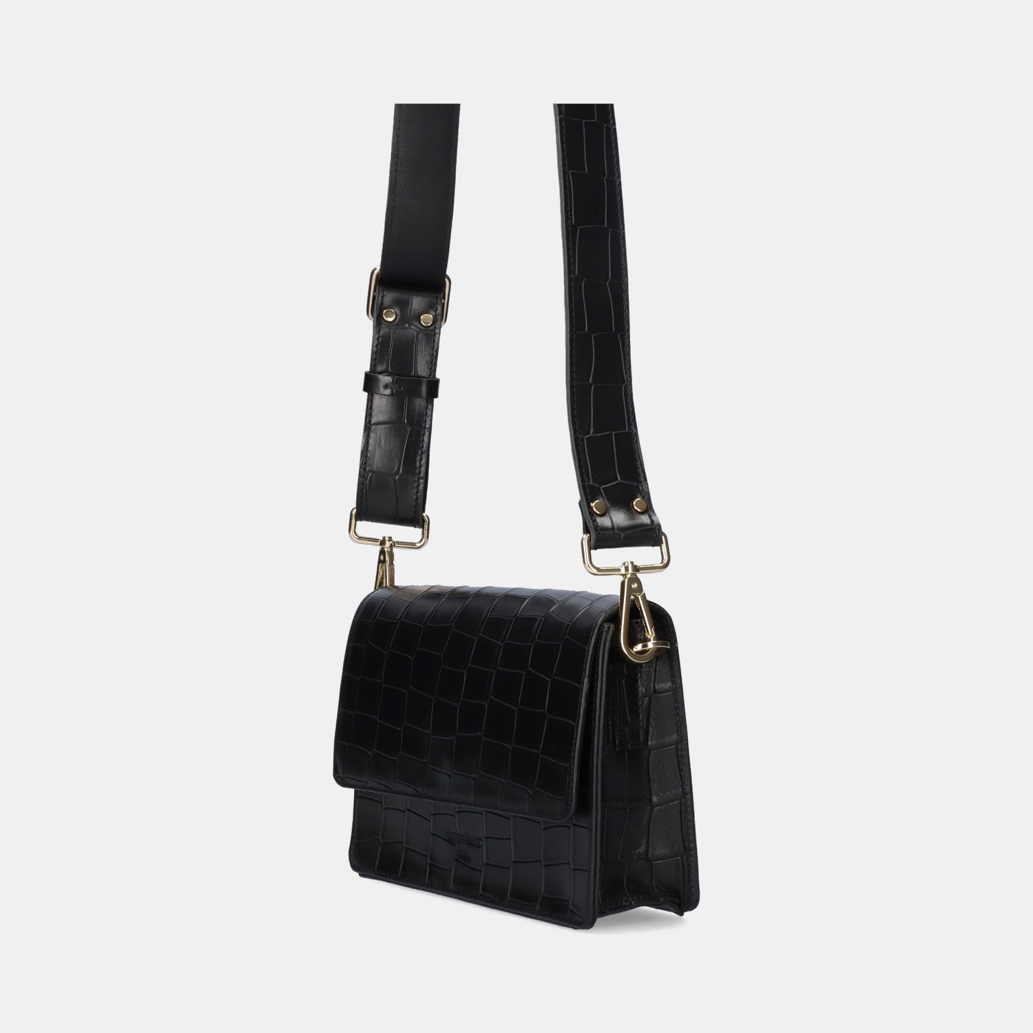 The Perfect Square Crossbody Bag - Croco Print Black - ann kurz