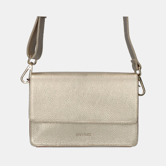 The Perfect Square Crossbody Bag - Metallic Champagne - ann kurz