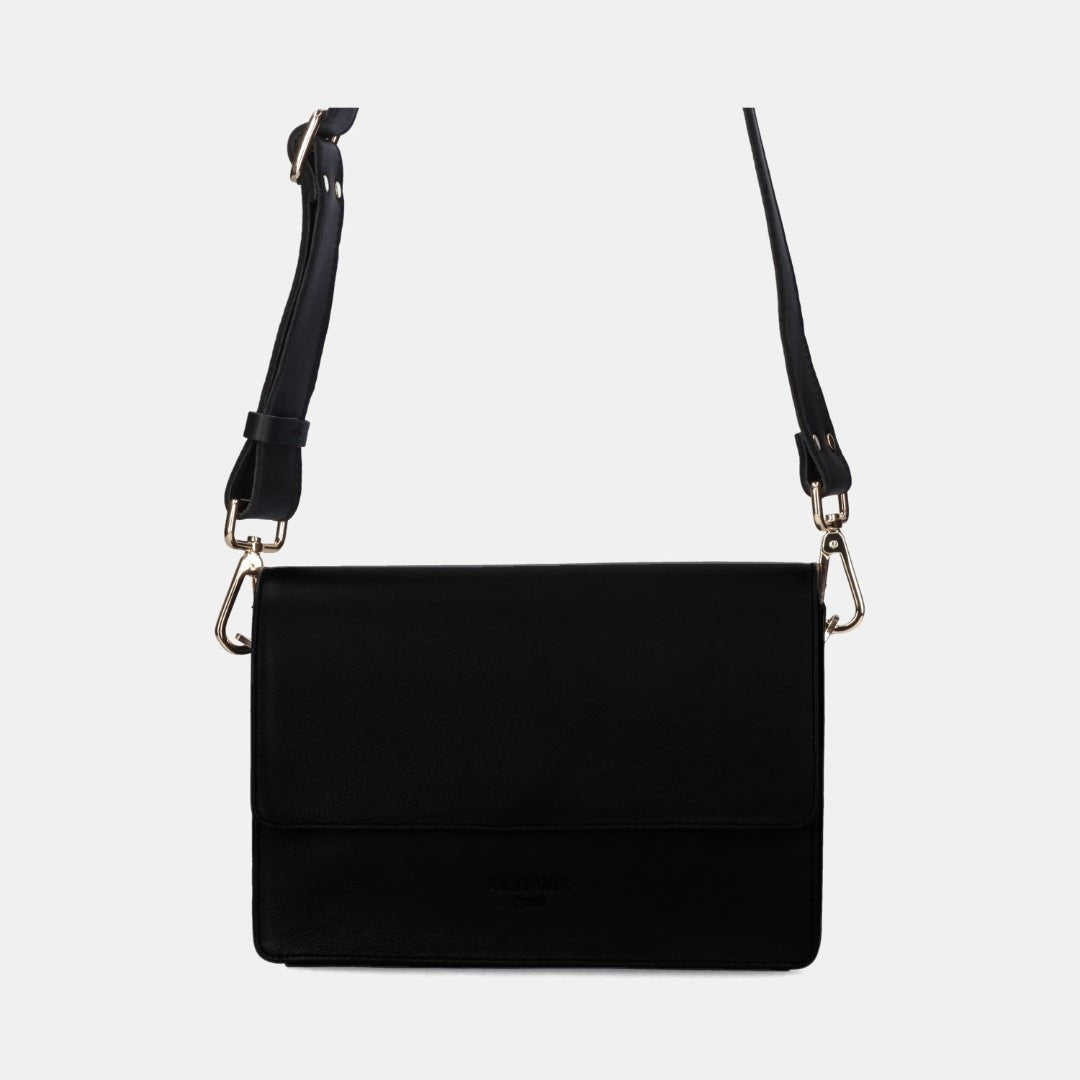 The Perfect Square Crossbody Bag - Mix Nappa Suede Black - ann kurz