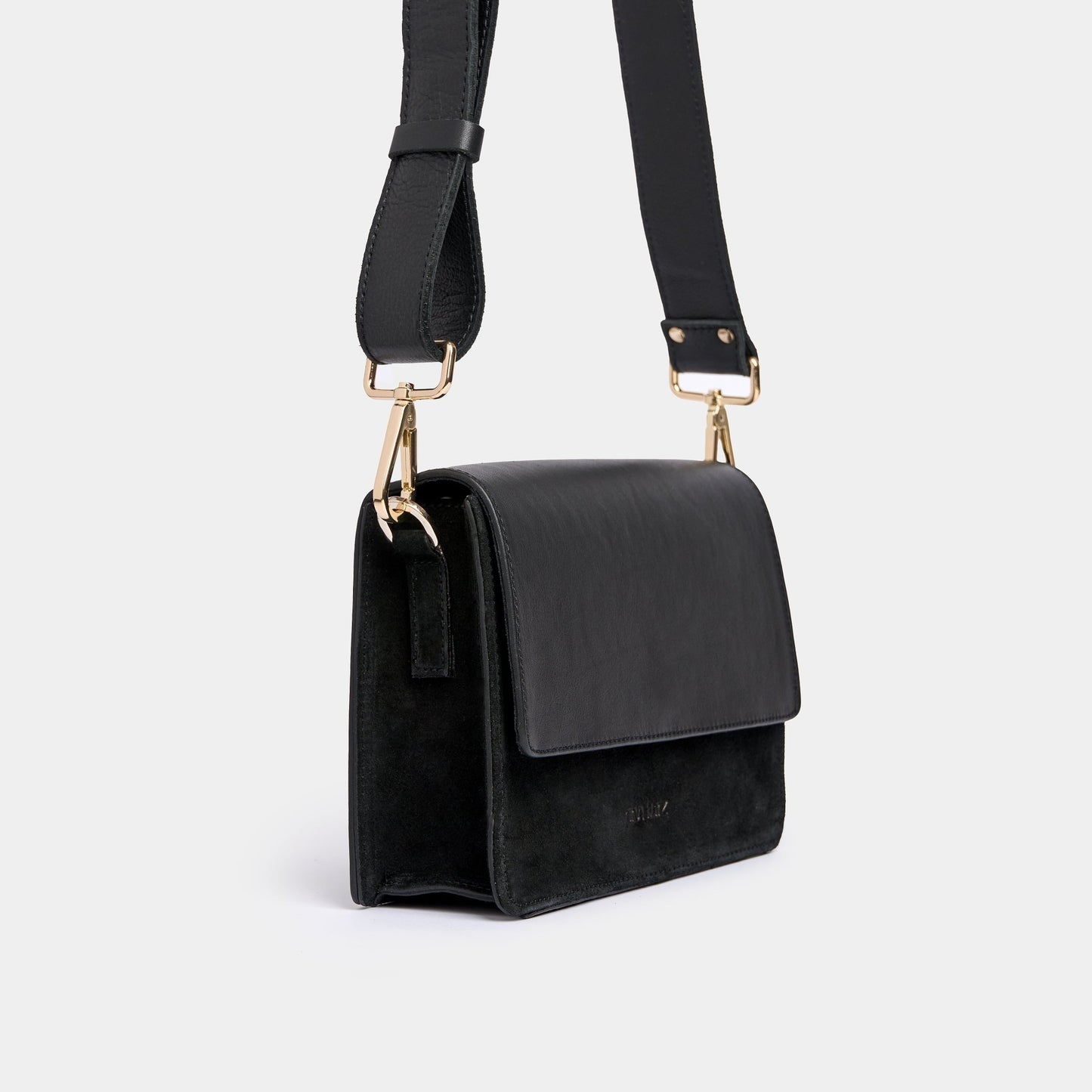 The Perfect Square Crossbody Bag - Mix Nappa Suede Black - ann kurz