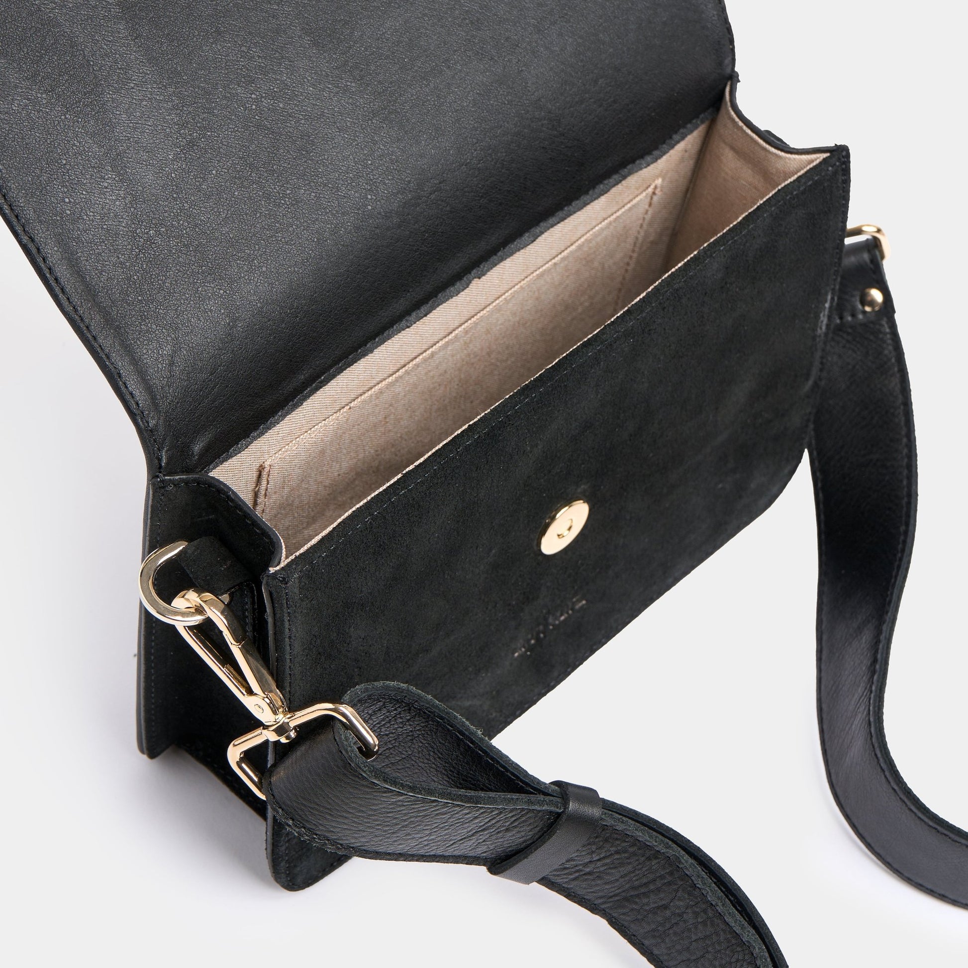 The Perfect Square Crossbody Bag - Mix Nappa Suede Black - ann kurz