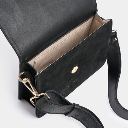 The Perfect Square Crossbody Bag - Mix Nappa Suede Black - ann kurz
