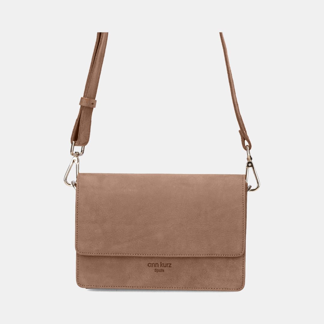 The Perfect Square Crossbody Bag - Nubuck Taupe - ann kurz