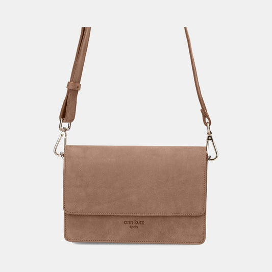 The Perfect Square Crossbody Bag - Nubuck Taupe - ann kurz