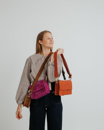 The Perfect Square Crossbody Bag - Nubuck Taupe - ann kurz