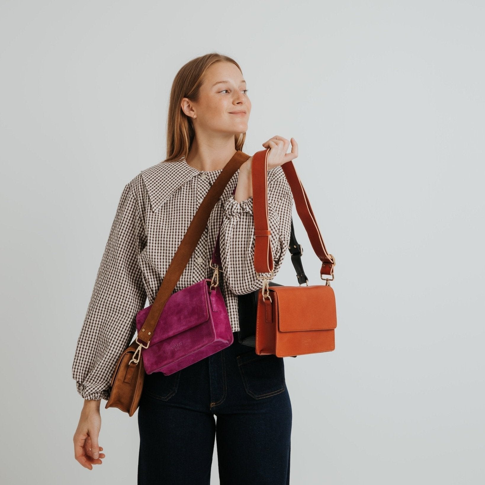 The Perfect Square Crossbody Bag - Suede Brown - ann kurz