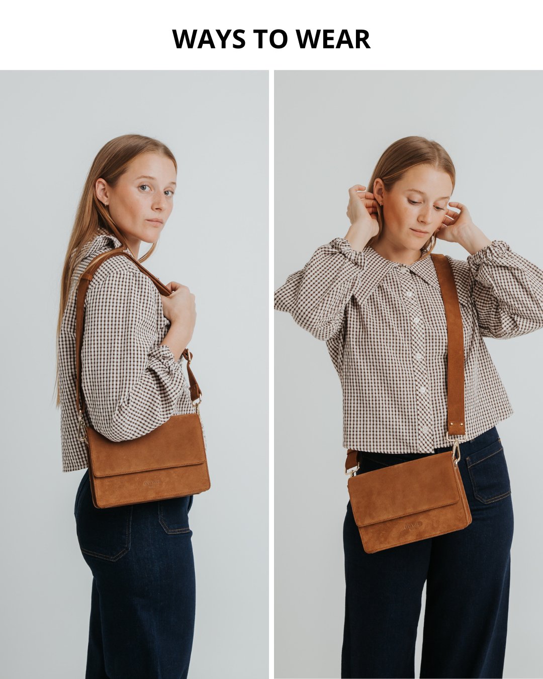 The Perfect Square Crossbody Bag - Suede Brown - ann kurz