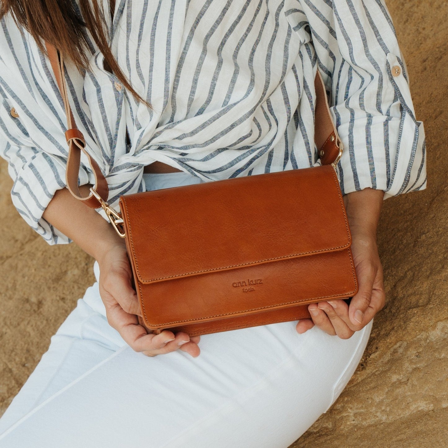 The Perfect Square Crossbody Bag - Vegetable Tanned Black - ann kurz