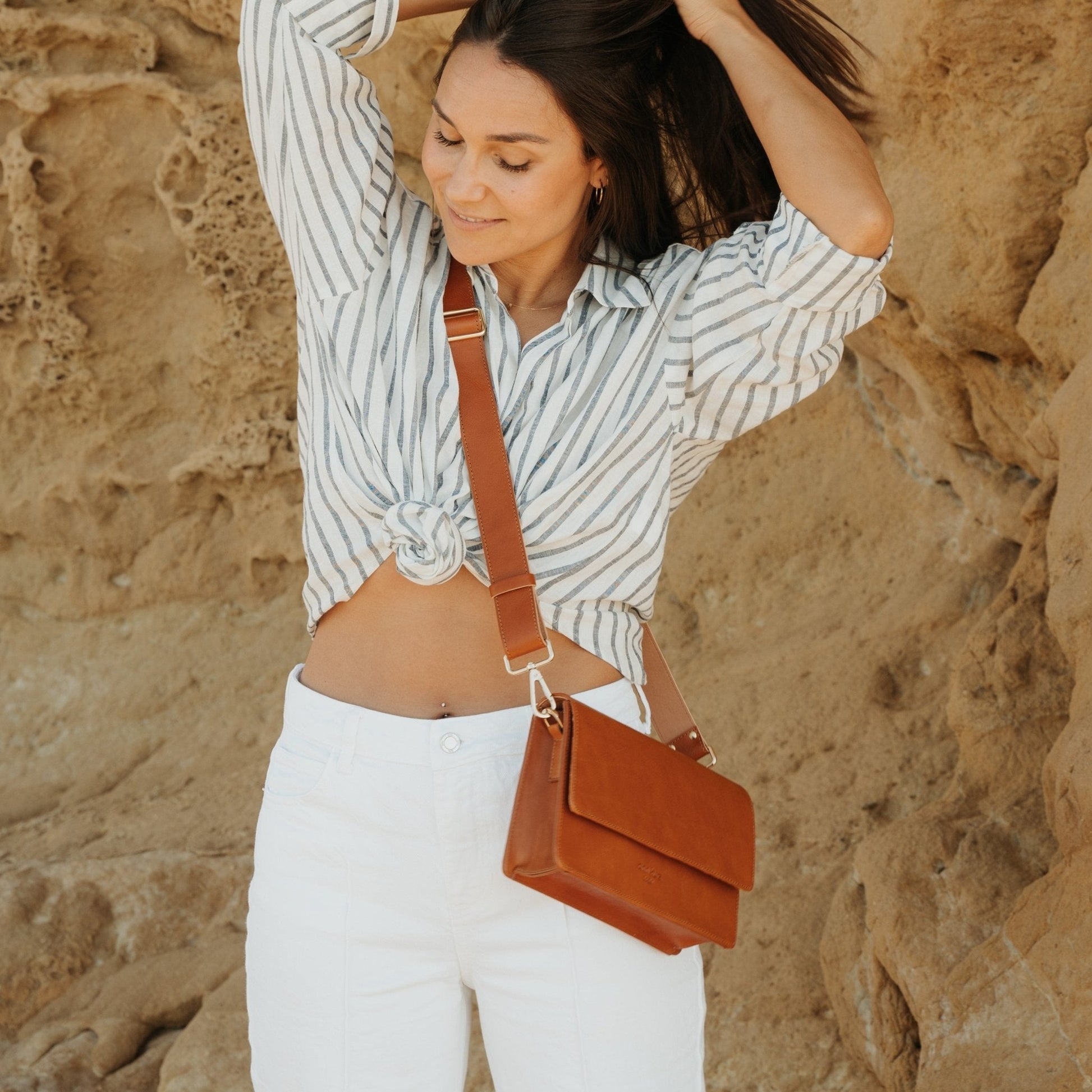 The Perfect Square Crossbody Bag - Vegetable Tanned Black - ann kurz