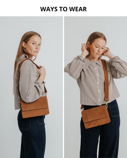 The Perfect Square Crossbody Bag - Vegetable Tanned Smoky Amber - ann kurz