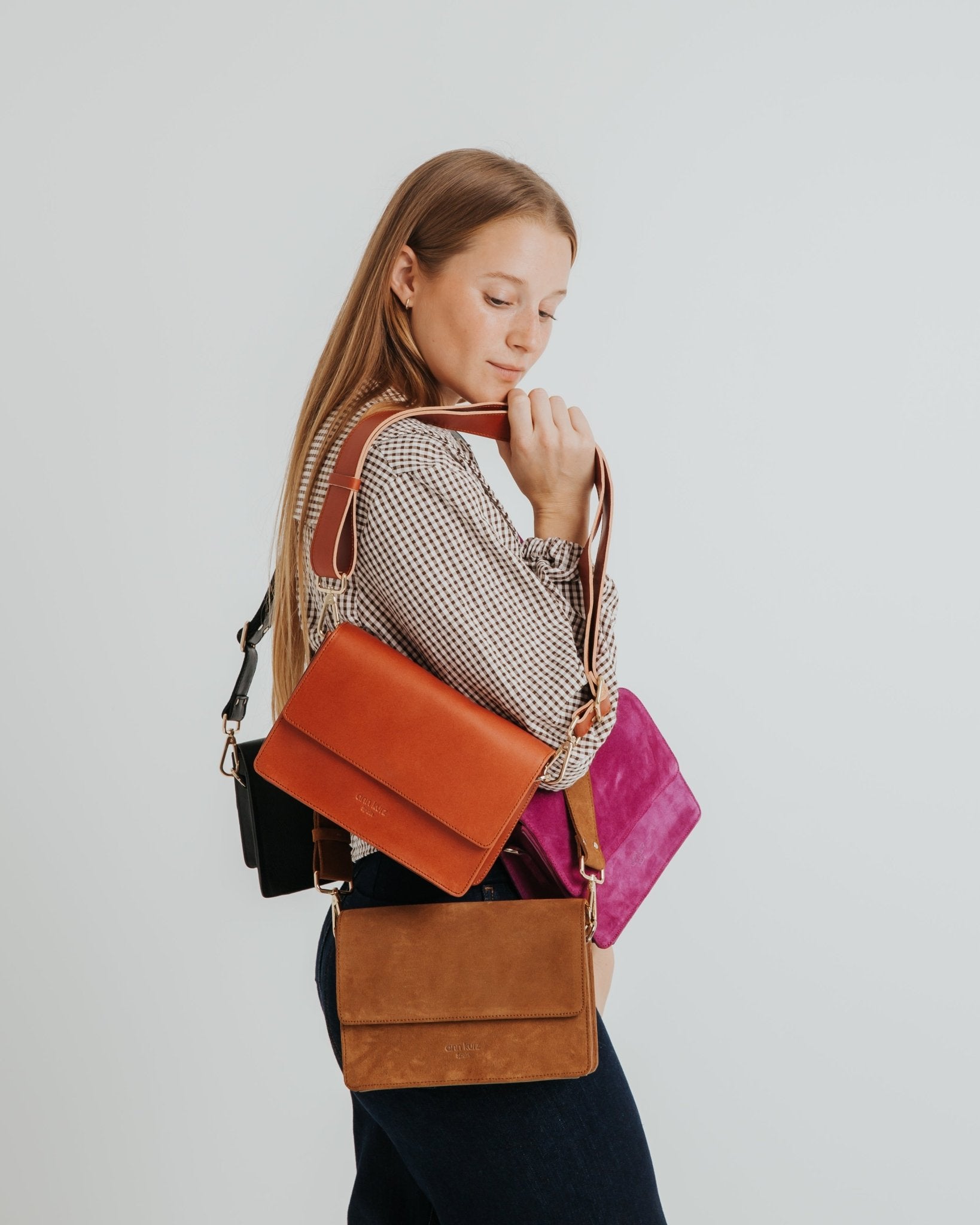 The Perfect Square Crossbody Bag - Vegetable Tanned Smoky Amber - ann kurz