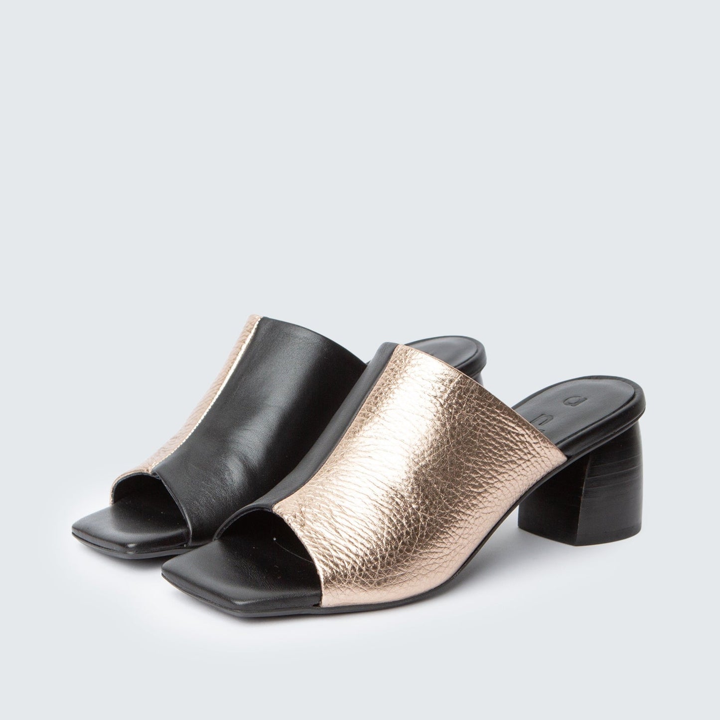 Heel Duo Shoe | New -Metallic Rosé + Black- ann kurz